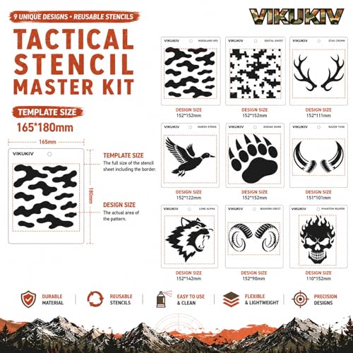 S01 ORIGINS 9-Pack Tactical Stencil Kit | Reusable PET Templates 165x180mm