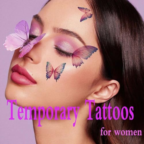 Glitter Butterfly Temporary Tattoos for Women - 50 Pieces