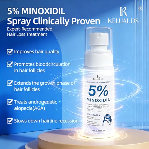 KELUAL DS 5% Minoxidil Spray for Hair Growth with Biotin & Rosemary - 120ML