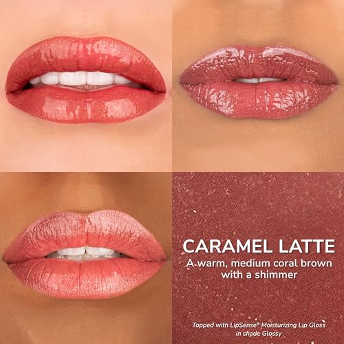 SeneGence LipSense Caramel Latte Liquid Lipstick and Glossy Clear Lip Gloss Duo ? 18HR Wear, Hydrating, Waterproof, Transfer-Proof