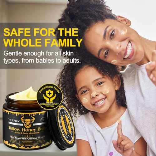 Beef Tallow for Skin, Whipped Tallow Honey Balm for Face -Fed Beef Tallow & Raw Wild Honey - Organic Moisturizer for Soft, Smooth Skin- Light Scent, Moisturizing Natural Formula, 4.2 Oz