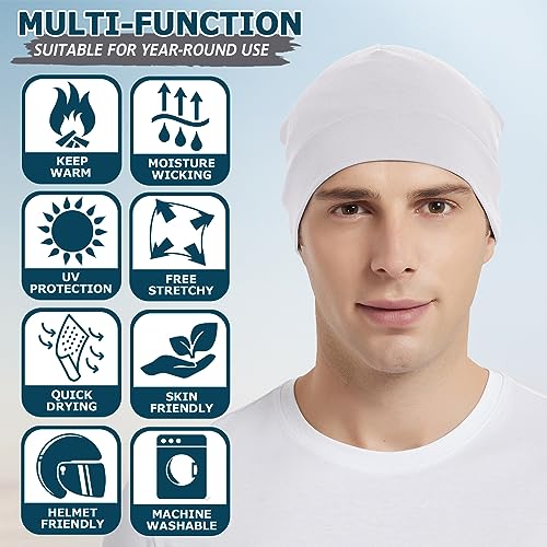 100% Cotton Skull Cap Beanie for Men & Women - Lightweight & Breathable Nightcap