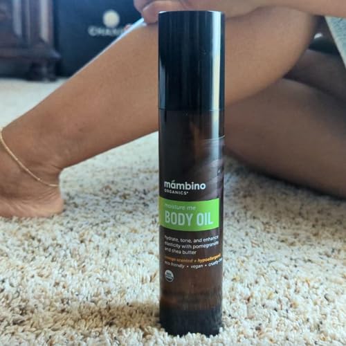 Mambino Organics Moisture Me Nourishing Body Oil, Lightweight Skincare & Body Care Oil with Shea Butter, Jojoba & Pomegranate Oils, Fast-Absorbing Moisturizing Body Oil, 4 fl oz