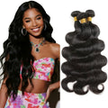 G1B-BlackColor-B 30-34 Inch Body Wave Human Hair Bundles 150g Unprocessed Virgin Peruvian Hair for Women