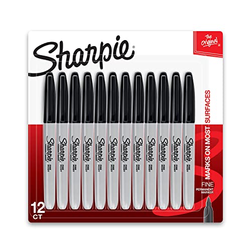 Sharpie Permanent Markers, Fine Point, Black, 12 Count, Proudly Permanent Ink, Intensely Brilliant Colors