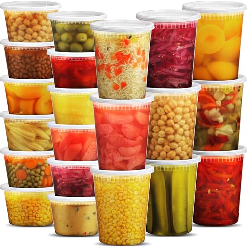 JoyServe Deli Food Containers with 54 Lids - (48 Sets) 24-32 Oz Quart Size & 24-16 Oz Pint Size For Airtight Takeout Meal Prep Storage, BPA-Free, Dishwasher, Microwave Safe