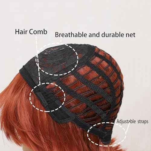 Svolna Short Bob Wig with Bangs, Grey Synthetic Straight Hair Wigs for Women, 14 Inch Cosplay Costume Bob Wig (grey#)