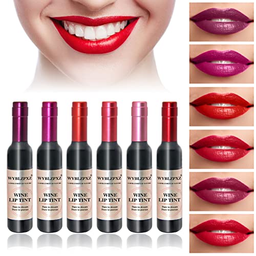 6 Colors Wine Lip Tint Set - Matte Long Lasting Lipstick