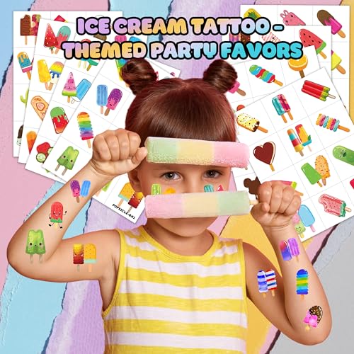 96PCS Ice Cream Temporary Tattoos for Kids - Summer Party Favors