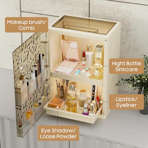 Makeup Organizer,Skincare Organizer with Drawers and Transparent Cover,Large Cosmetic Display Case for Vanity Organizer and Bathroom Countertop Storage.