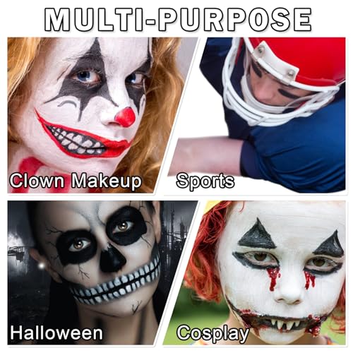 Black and White Face Paint Stick with Brush Eye Black Stick for Sports Halloween Makeup Face Painting Kit for Clown Skeleton Vampire SFX Makeup