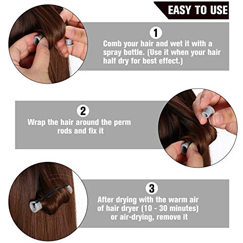 WILLBOND 60pc Hair Perm Rods Set with Elastic Bands