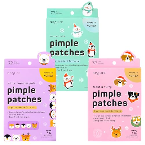SpaLife Beauty Frosty Friends Pimple Patches for Face | Korean Hydrocolloid Zit Patches | Pimple Stickers Christmas Gifts for Women | Blemish Patch | Cute Acne Patch | Stocking Stuffers | 216 Count