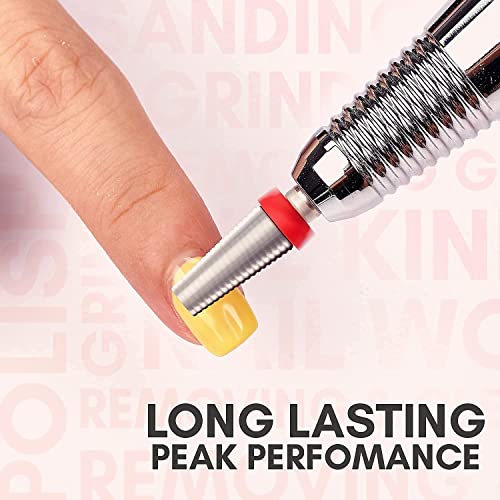 Makartt 5 in 1 Nail Drill Bits, 3/32" Shank Tungsten Carbide Tapered Drill Bits Bundle With 300Pcs Nail Drill Bits Sanding Bands #80#150#240 Grits