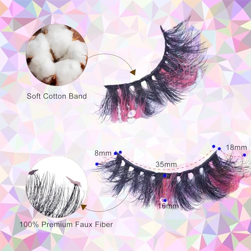 Miss Kiss Pink Rhinestone False Eyelashes 18MM Faux Mink