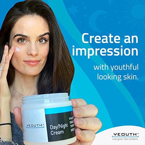 YEOUTH Day Night Cream for Face with Hyaluronic Acid, Snail Mucin and Copper Tripeptide, Moisturizer Face Cream, Hydrating Face Moisturizer for Women and Men 4oz