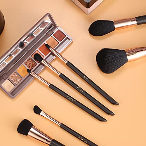 AirWos¢ç 14 Pcs Professional Makeup Brush Set with Case - Synthetic Foundation, Powder, Eyeshadow, Concealer Brushes with Pearl Flash Handles