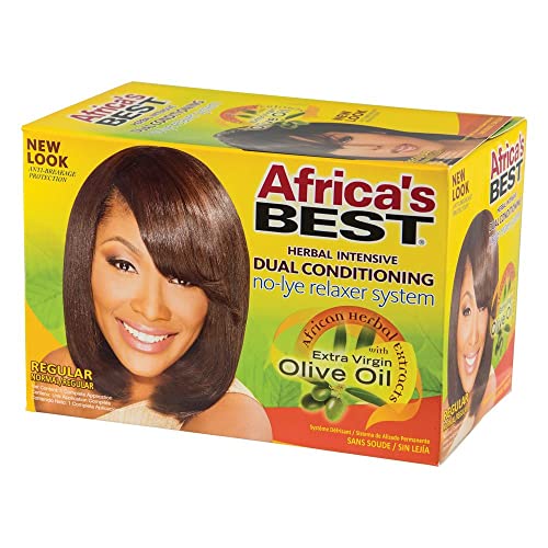 Africa's Best No-Lye Relaxer Kit, Dual conditioning, Herbal Intensive, Superior Straightening and the Very Best Nourishment, Designed for Normal Hair Textures