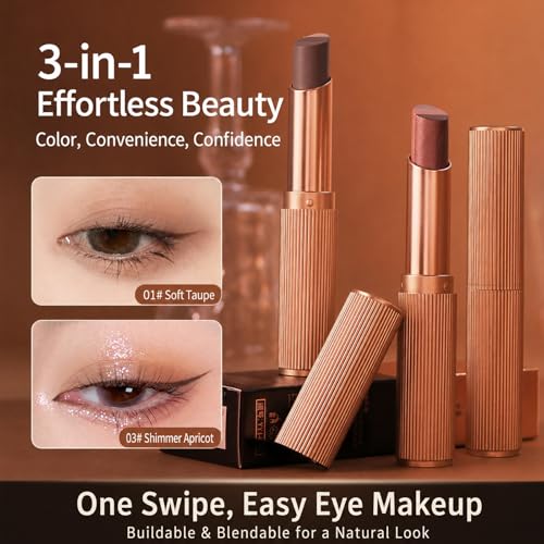 Orange 3-Color Gradient Eyeshadow Stick Waterproof Matte Shimmer Long-Lasting