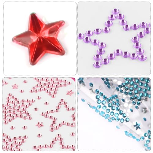 7-Pack Self-Adhesive Star Face Gems with Tweezers