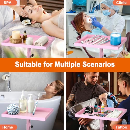 JOSTZHXIN Pink Salon Rolling Tray Cart with Adjustable Height & Storage