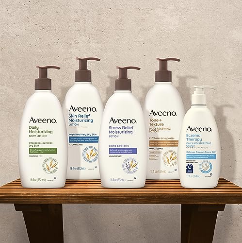 Aveeno Triple Oat Dry Skin Relief Moisturizing Lotion, Fragrance-Free, Skin Protectant, Twin Pack, 2 x 18 fl. oz