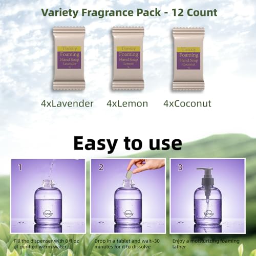 Foaming Hand Soap Tablet Refills - 12 Count- 96 fl oz total (12x 8 fl oz) - Eco-Friendly Foaming Hand Soap Refill - Gentle on Hands, Kind to Earth - Variety Fragrance Pack
