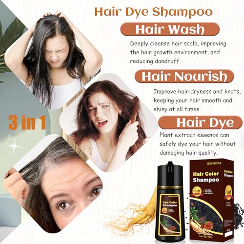 Onilyua 3-in-1 Black Hair Dye Shampoo - Long-Lasting Gray Coverage