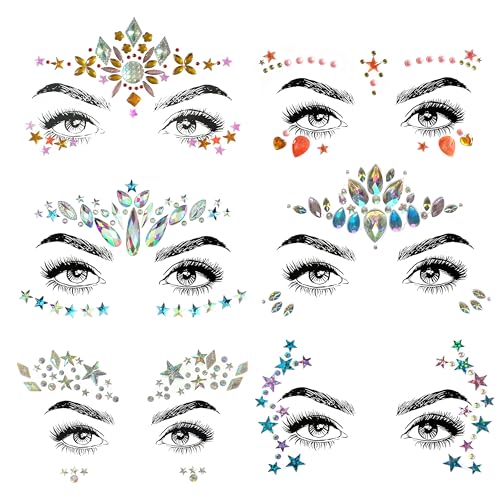 Festival Face Jewels Rhinestone Stickers - 6 Pcs Party Set