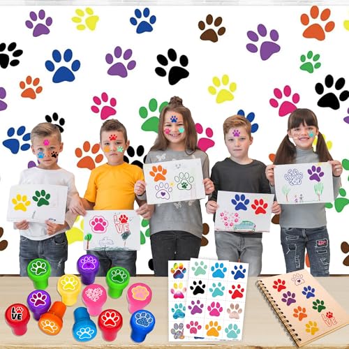 36-Piece Paw Print Party Favors - Stamps & Tattoos