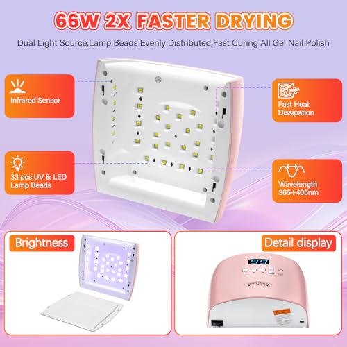 66W Cordless UV LED Nail Lamp with Smart Sensor