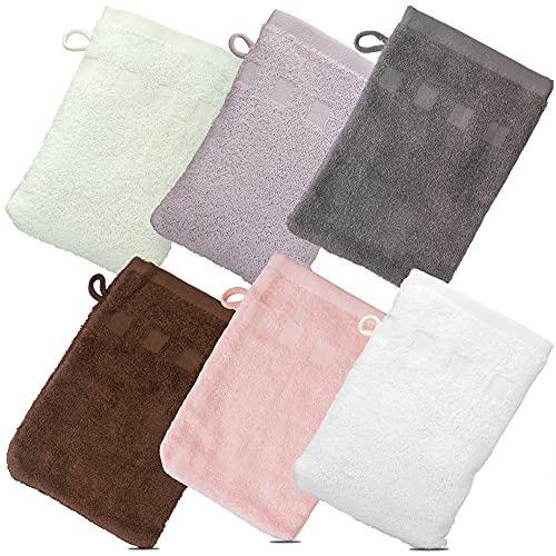 Bath Mitts 6-Pack Washcloths - 6" x 9" Cotton Loop