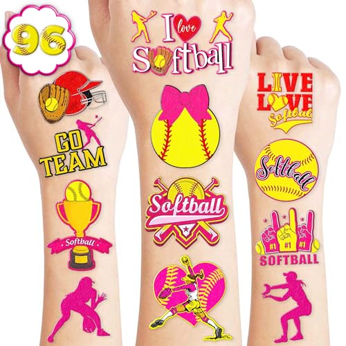 96-Piece Softball Temporary Tattoos – Waterproof Game Day Stickers