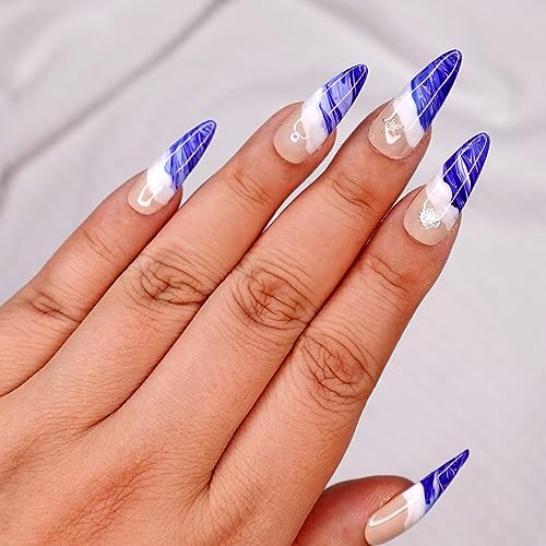 10 Pcs Handmade Press on Nails (Small, Light Pink Jelly Opal - Light Pink Jelly Opal Marble Nails With Glitters/Almond) A039S