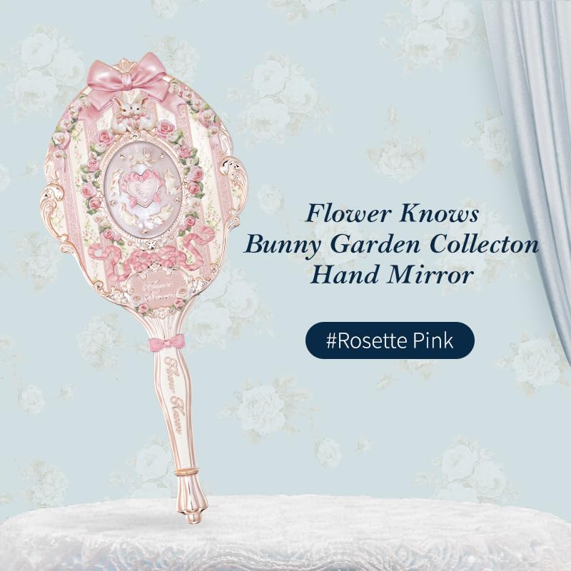 Flower Knows Bunny Garden Hand Mirror - Pink Floral Design
