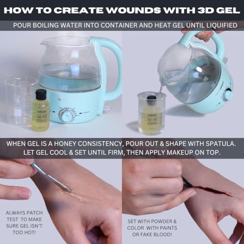 Mehron Makeup 3-D Gel | Gelatin Special Effects Makeup | Halloween FX & Scarring Gel | Fake Skin for Stage, Screen, Theater, Cosplay, and Halloween (2 oz) (Fleshtone)