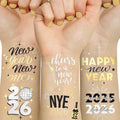 NYE Temporary Tattoos 2026 - 40 Gold & Silver Foil Designs