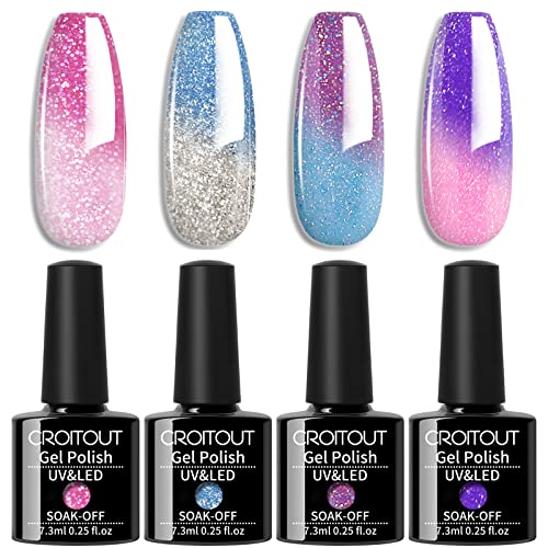 Croitout Jelly Gel Nail Polish Fall Colors, Crystal Translucent Gel Polish Set, Trendy Pigmented Daily Gel Nail Kit, UV LED Soak Off Nail Polish Gel, Best Gift for Women Girlfriend 6 x 7.3ML