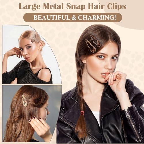 30 Pack Metal Snap Hair Clips 3.1 Inch Large Barrettes
