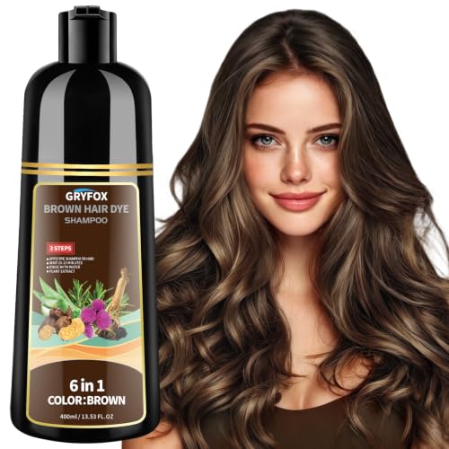 GRYFOX Brown Hair Dye Shampoo - Gray Coverage in 15 Minutes
