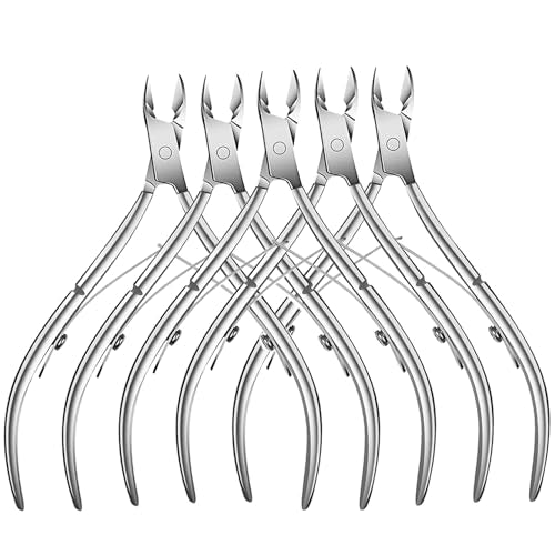 Professional Stainless Steel Cuticle Nippers (5 Pack) - Cuticle Trimmer Set