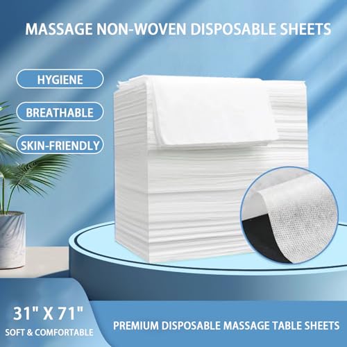 100pcs Disposable Bed Sheets, 31" x 71" For Massage Table - Pure White Non-Woven Fabric, Clean, Breathable & Soft, Gentle On Skin, For Disposable Sheets Massage Table Massage Beauty Tattoos