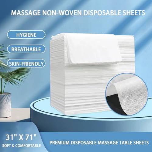 100pcs Disposable Bed Sheets, 31" x 71" For Massage Table - Pure White Non-Woven Fabric, Clean, Breathable & Soft, Gentle On Skin, For Disposable Sheets Massage Table Massage Beauty Tattoos