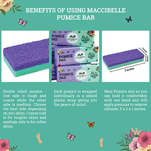 Maccibelle Salon Foot Pumice and Scrubber for Feet and Heels Callus and Dead Skins, Safely and Easily Eliminate Callus and Rough Heels (Pack of 1)