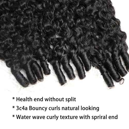 Curly Human Hair Bundles Water Wave Burmese Curly Bundles Human Hair Weave with Spiral End 3c4a 24 Inches Quick Weave Hair Extensions for Women Natural Black 1 Bundle