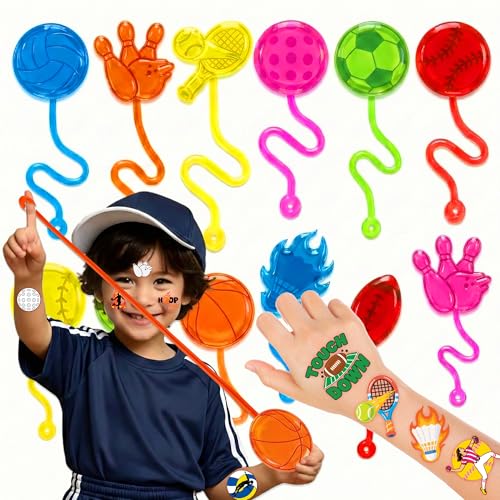 48 PCS Sports Party Favors - Sticky Hands & Temporary Tattoos