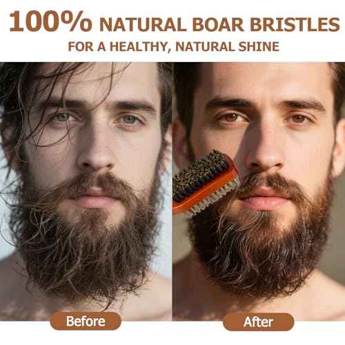 Men Hair Brush, 2-Sided Boar Bristle Slick Back Hair Brush for Men Barbers Beard & Hair Care for Thick Coarse Hair Detangling Smoothing