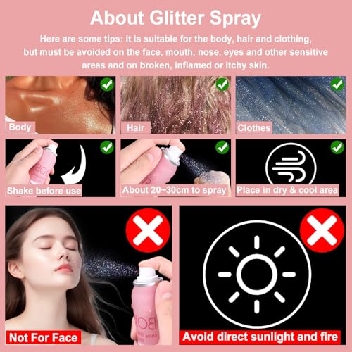Boko Holographic Silver Body Glitter Spray 60ML