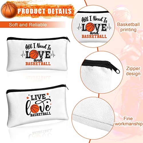 Moukeren 18 Pcs Basketball Gifts for Women Girls Basketball Makeup Bag Accessories Funny Travel Bags Cosmetic Zipper Pouch for Team Players Sport Lovers, 8.27 x 5.12 Inch