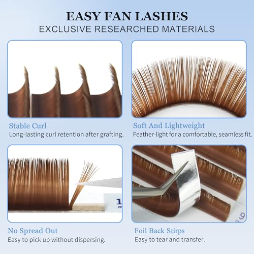 Easy Fan Lash Extensions 0.07D Curl 8-15mm Mix Brown